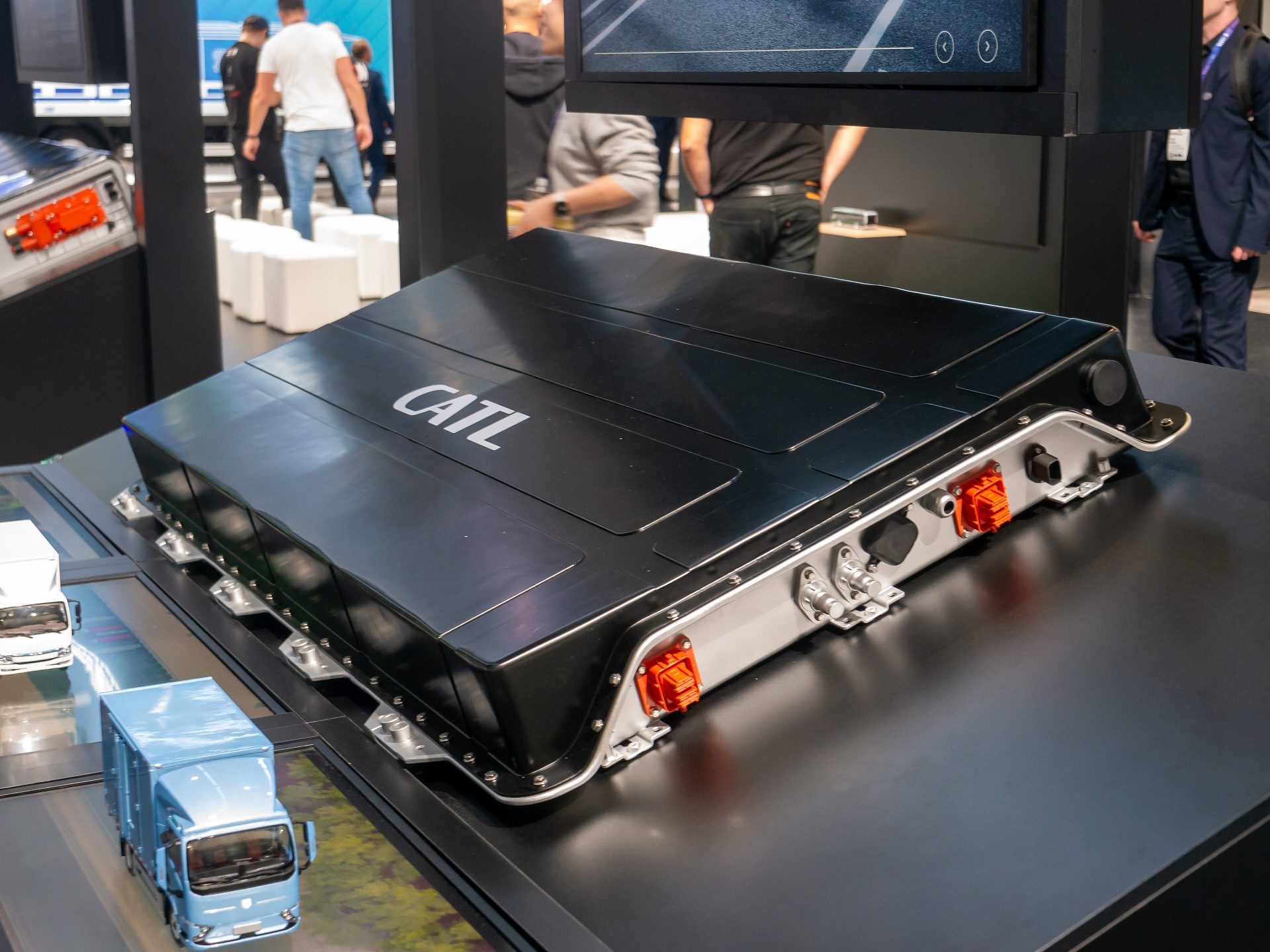 Une batterie de véhicule électrique CATL exposée au salon IAA de Hanovre